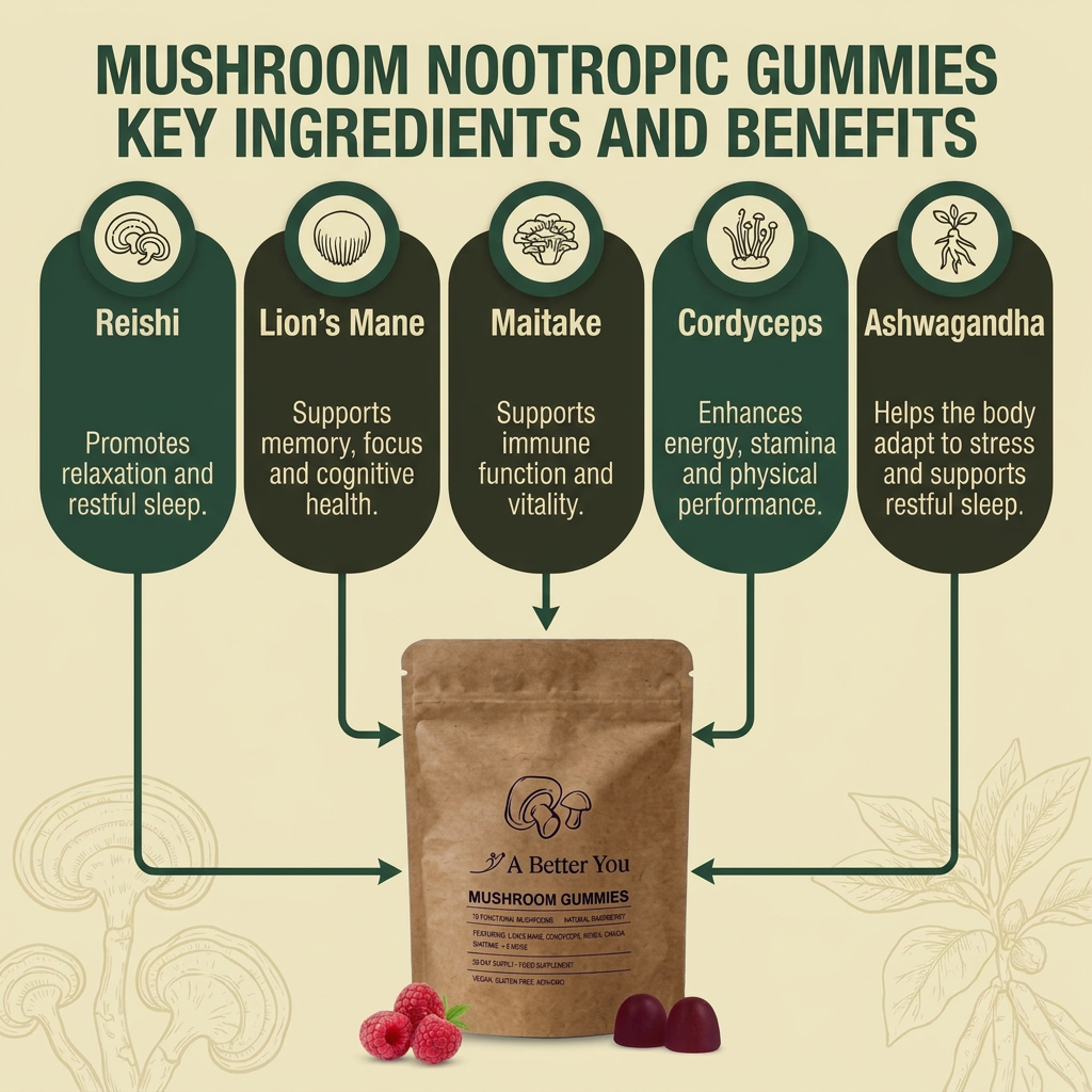 Mushroom Nootropic Gummies (60 Gummies)