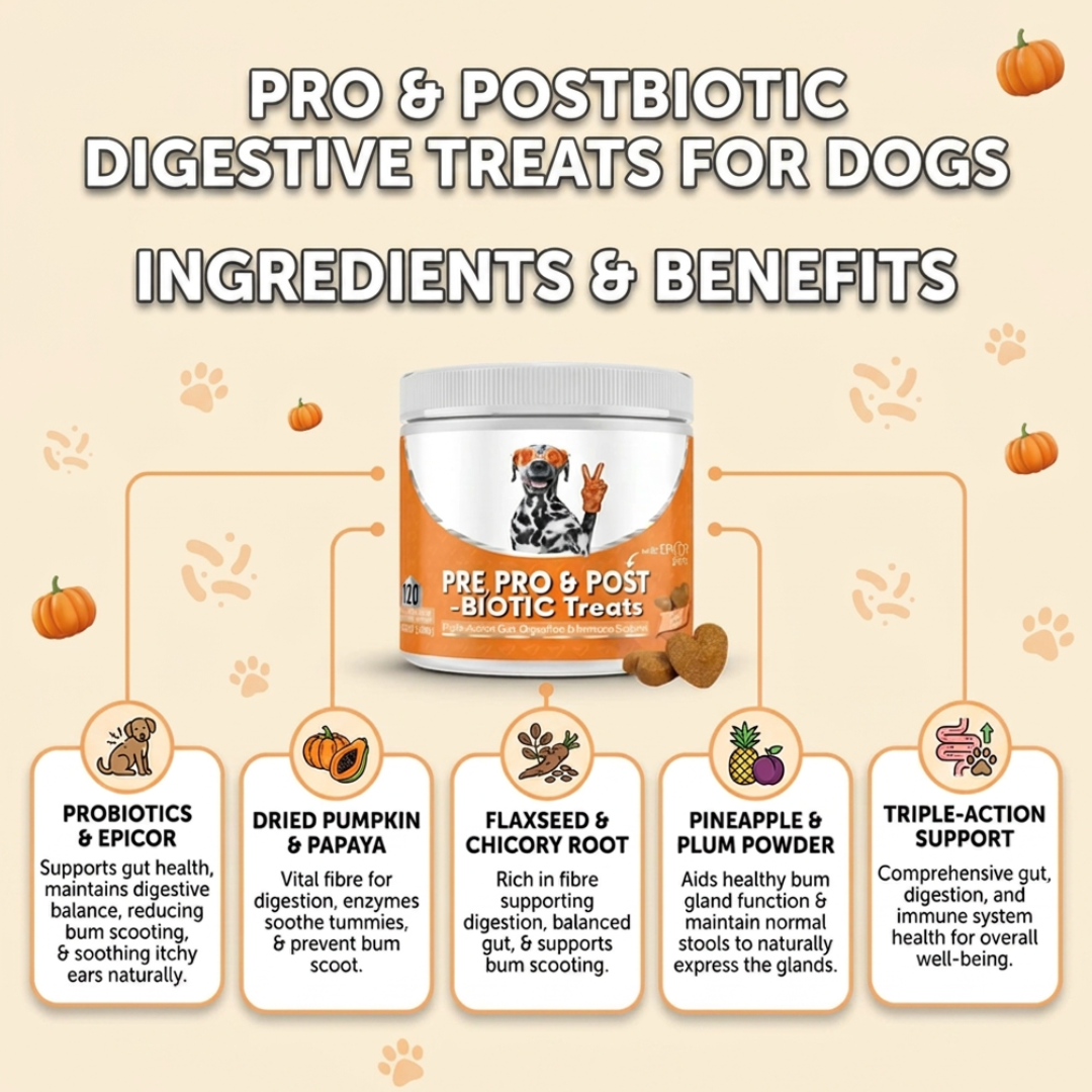 Pre, Pro & Postbiotic Digestive Treats For Dogs