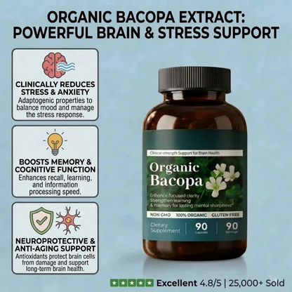 Organic Bacopa Supplement - 90 Capsules