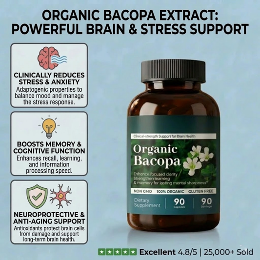 Organic Bacopa Supplement - 90 Capsules