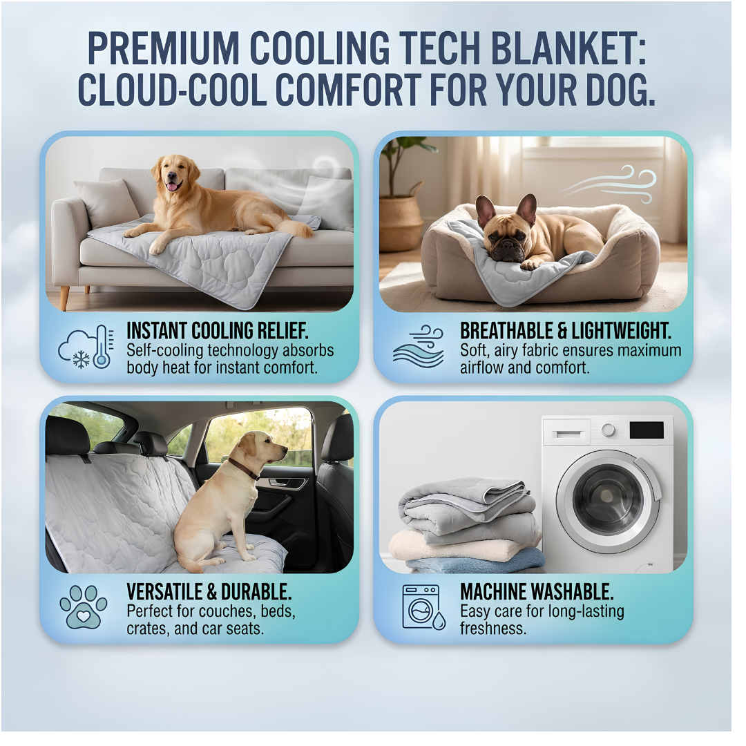 Washable Dog Cooling Throw Blanket (Small / Medium / Large / Extra Large)