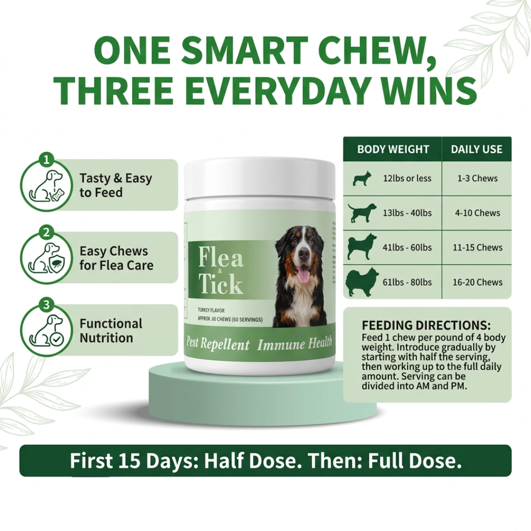 Dog Flea and Tick Preventive Chews (60 Servings)