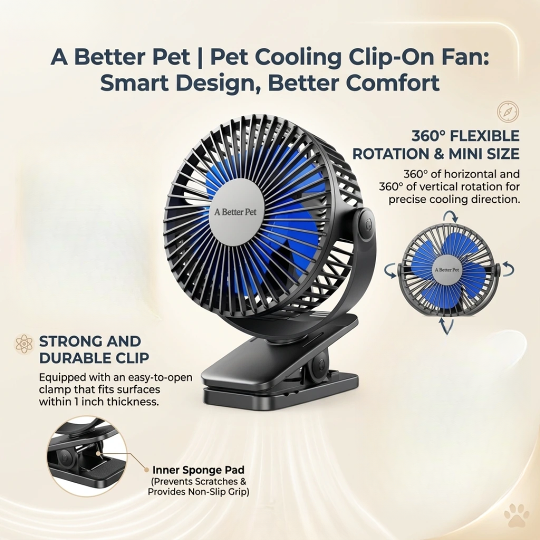 Pet Cooling Clip-On Fan – Rechargeable and Portable