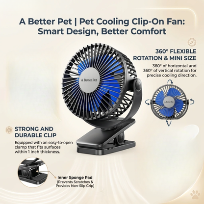 Pet Cooling Clip-On Fan – Rechargeable and Portable