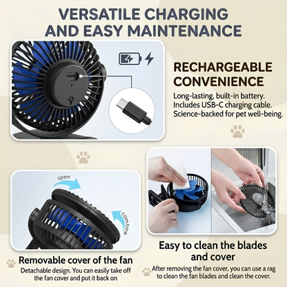 Pet Cooling Clip-On Fan – Rechargeable and Portable