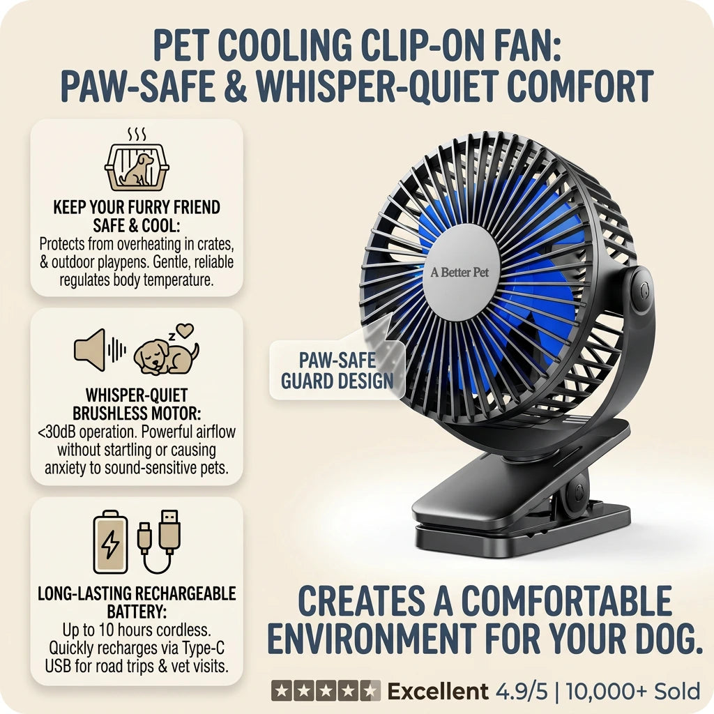 Pet Cooling Clip-On Fan – Rechargeable and Portable
