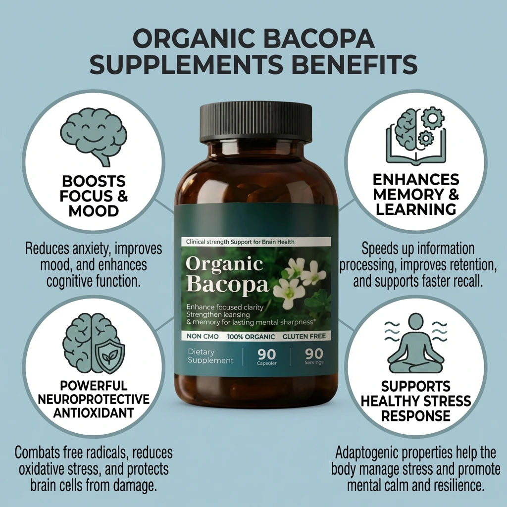 Organic Bacopa Supplement - 90 Capsules