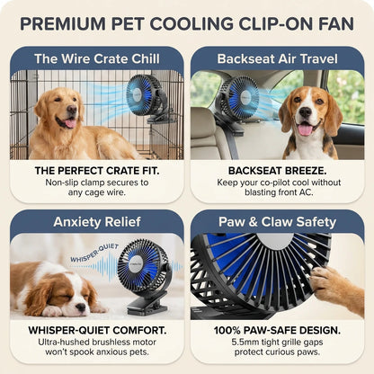 Pet Cooling Clip-On Fan – Rechargeable and Portable