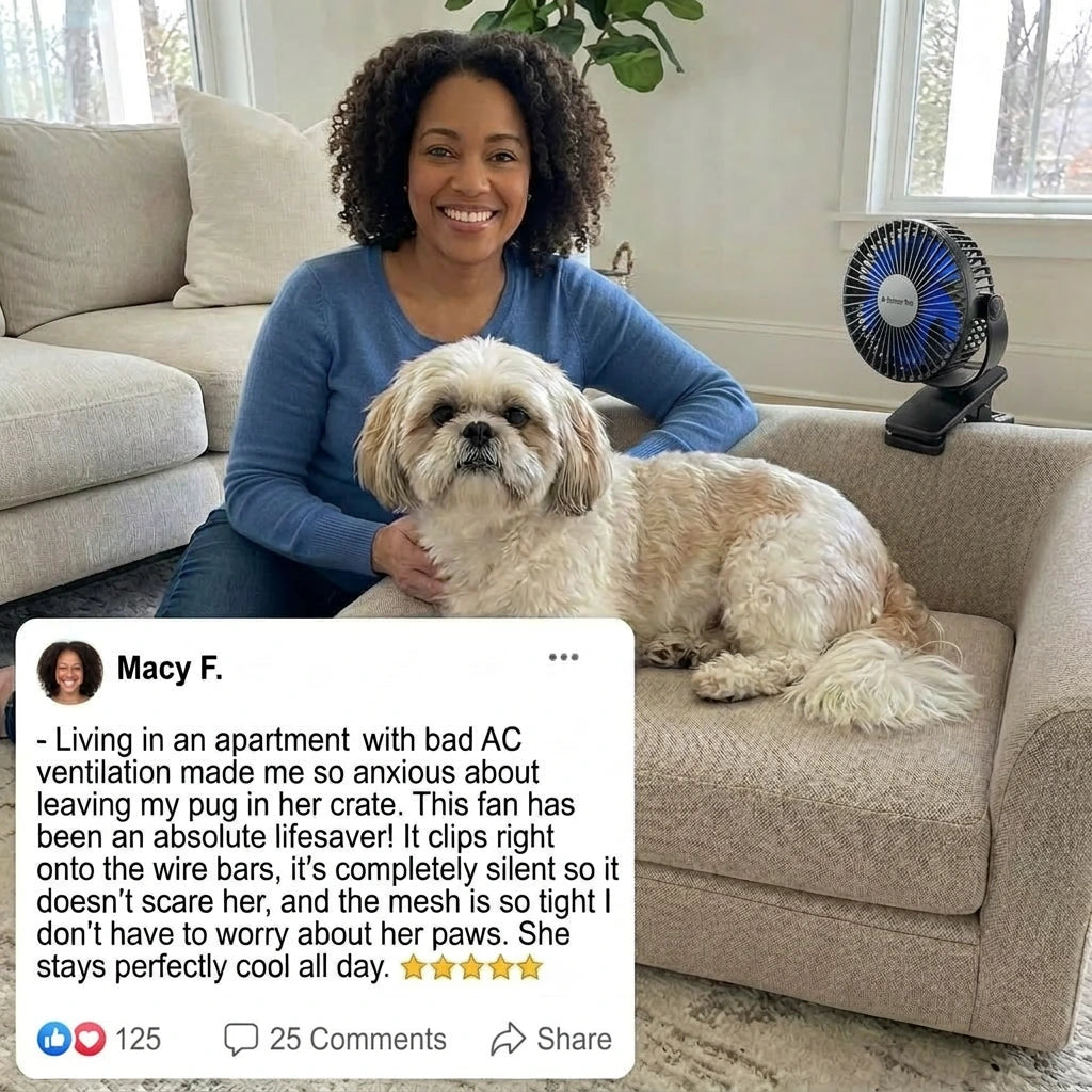 Pet Cooling Clip-On Fan – Rechargeable and Portable