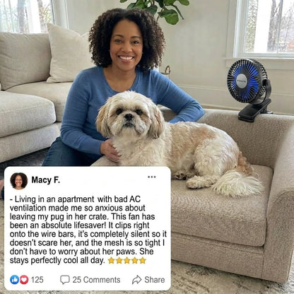 Pet Cooling Clip-On Fan – Rechargeable and Portable
