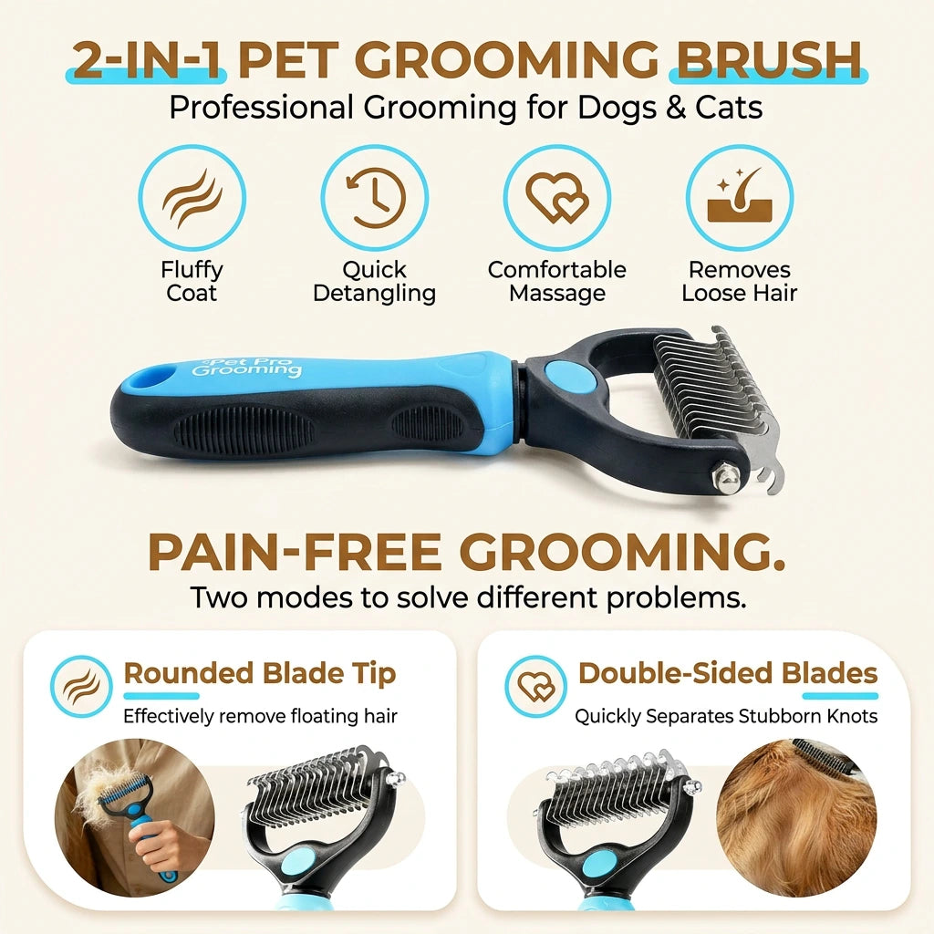 2-In-1 Deshedding Pet Brush