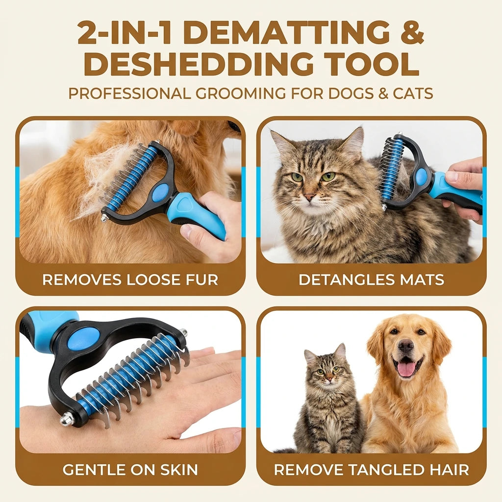 2-In-1 Deshedding Pet Brush