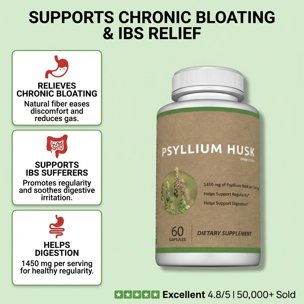 Psyllium Husk Supplement - 60 Capsules