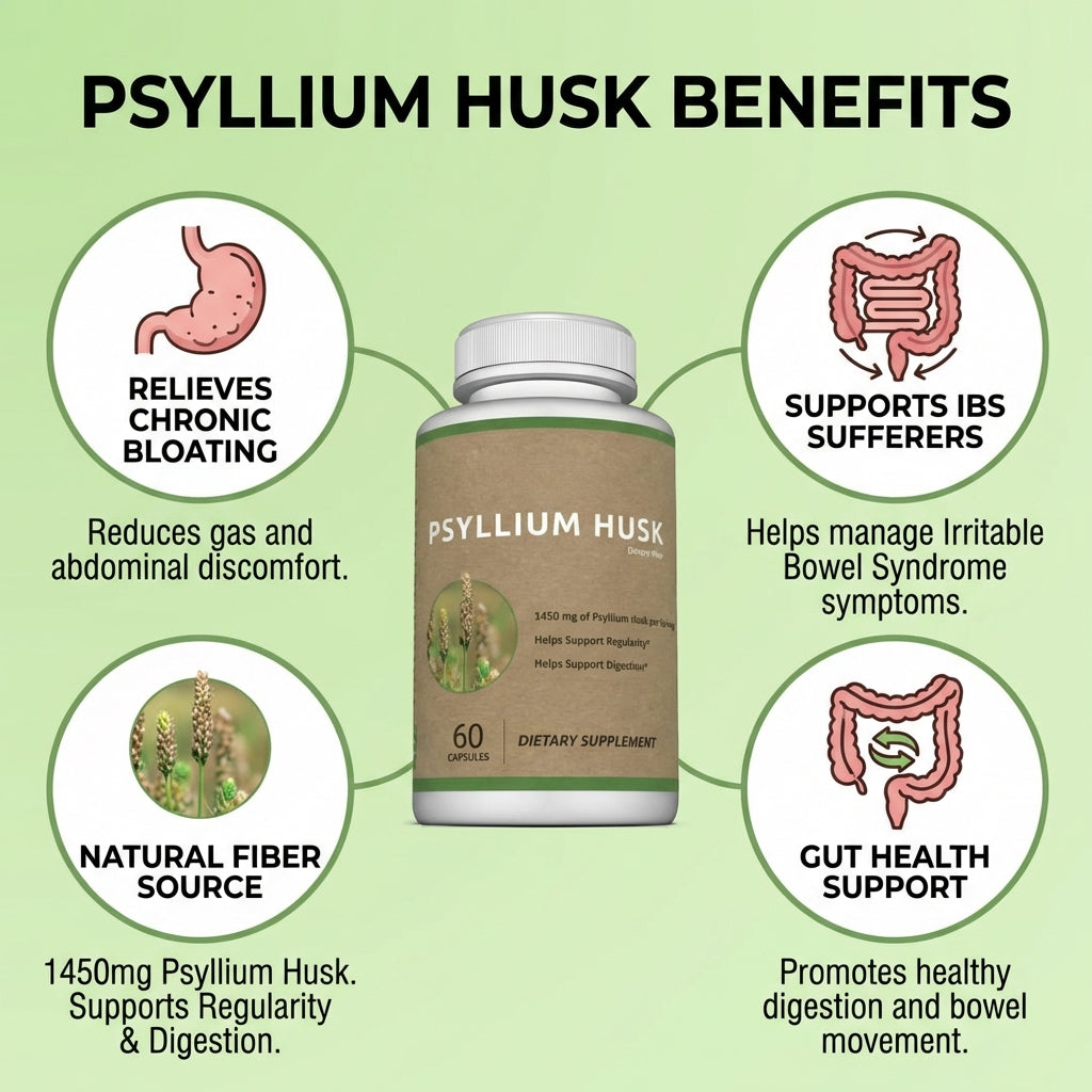 Psyllium Husk Supplement - 60 Capsules